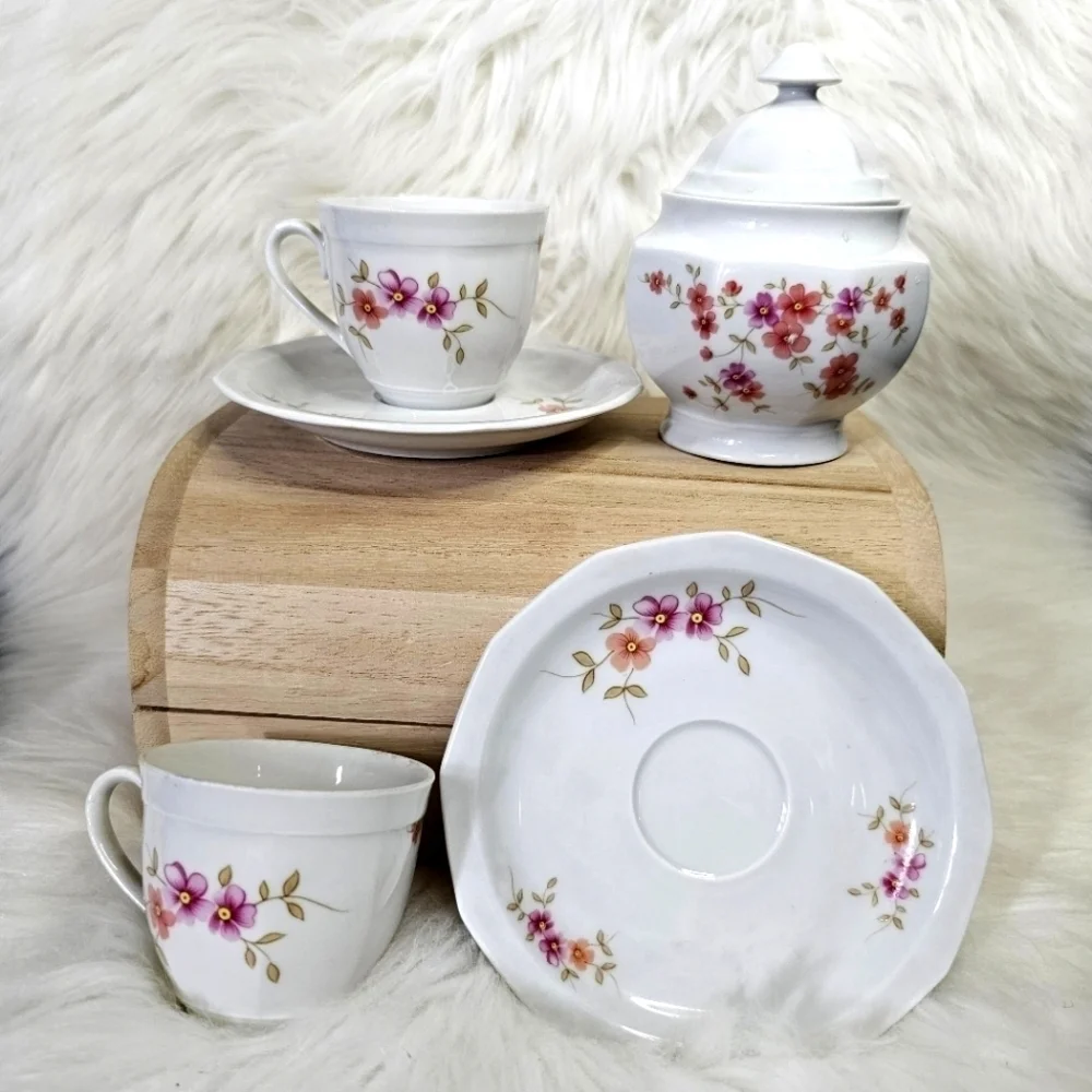 Winterling Schwarzenbach Bavaria Porcelain Cup, Saucer And Sugar Container